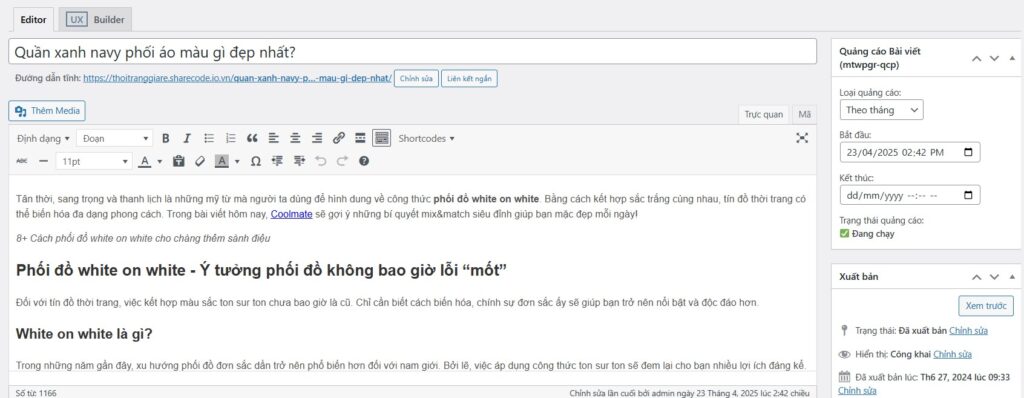 Thêm thông tin quảng cáo ngay tại giao diện chỉnh sửa bài viết